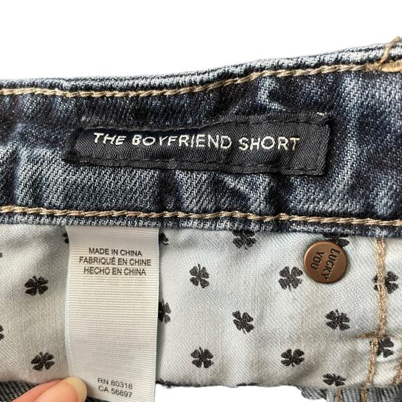 Lucky Brand Womens Jean Shorts Size 4/27 Mid Rise The Boyfriend Short Blue Denim - Picture 6 of 11
